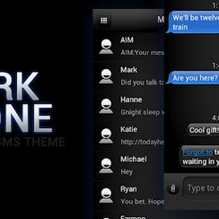 Dark Phone Blue GO SMS Theme APK 1.1