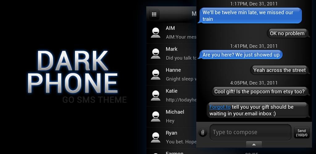 Dark Phone Blue GO SMS Theme APK 1.1  Full Free APK