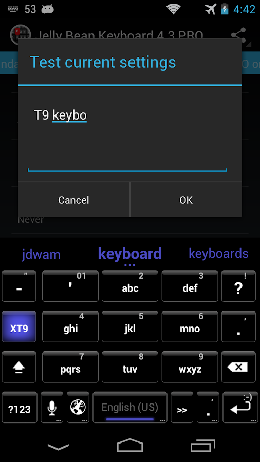 Jelly Bean Keyboard 4.3 PRO - screenshot
