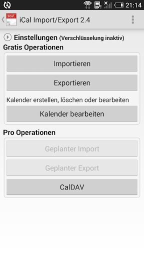 iCal Import Export CalDAV