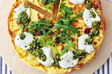 Potato frittata with pesto & goat’s cheese