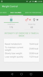 Body mass index Calculator BMI Screen 2