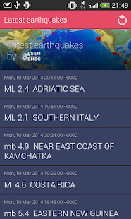 Latest earthquakes