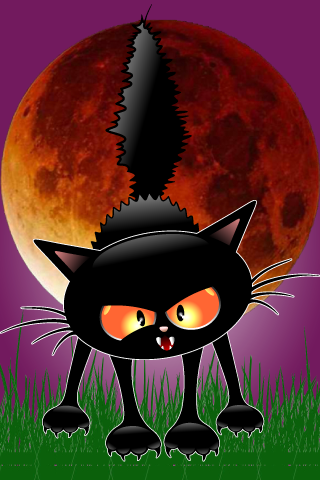 Spooky Blood Moon Cat