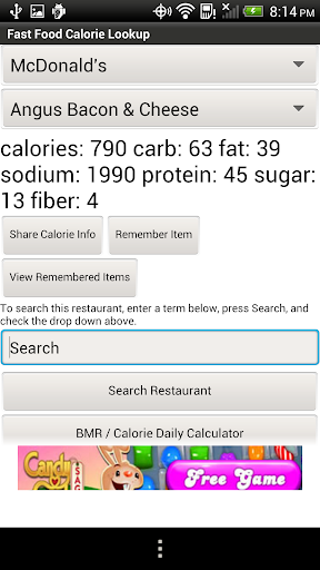 Fast Food Calorie Lookup
