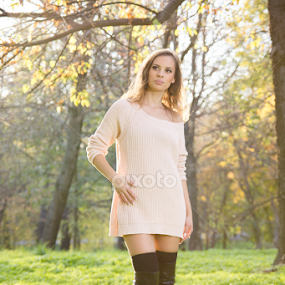 Autumn Lights by Stanica Marius - People Fashion ( green, woman, grass, girl, sun, lights )