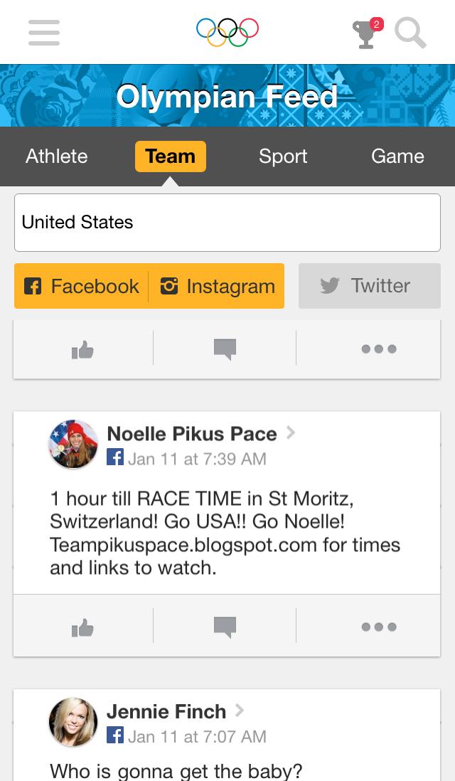 Rio 2016 Social Hub Screen 2