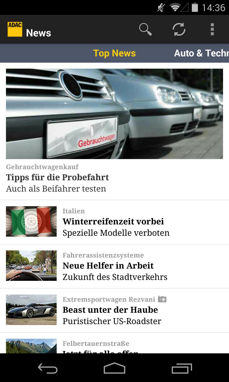 Android application ADAC News screenshort