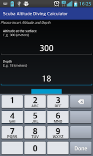 Scuba Altitude Diving Calc - náhled