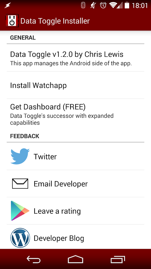 Data Toggle for Pebble - screenshot