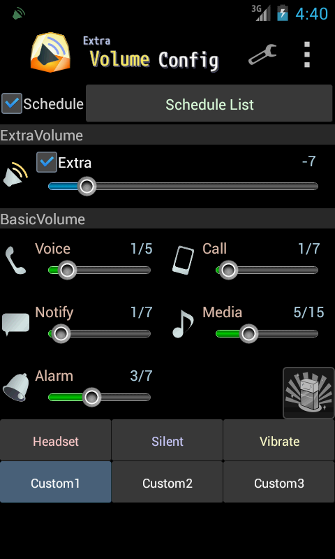 ExtraVolumeConfig(Fine-tuning) Screen 1