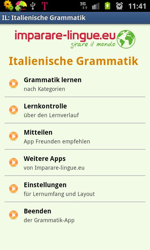Android application Learn Italian screenshort