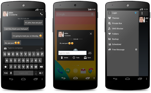 Go SMS KitKat Dark Theme - screenshot thumbnail