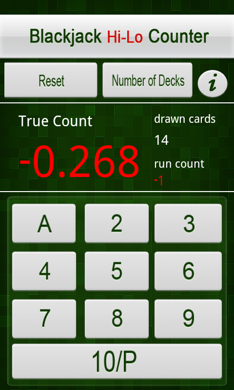 blackjack Hi-Lo Counter Screen 2