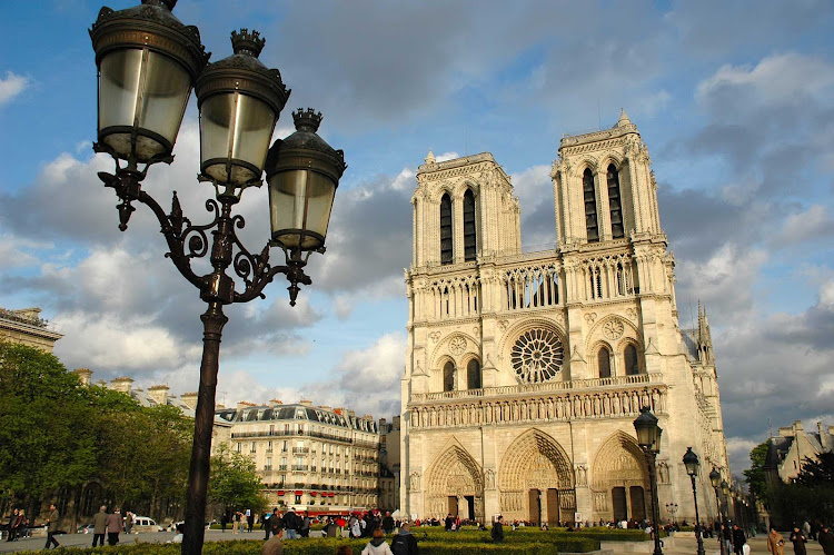 The iconic Notre Dame Cathedral on Ile de la Cite in Paris.