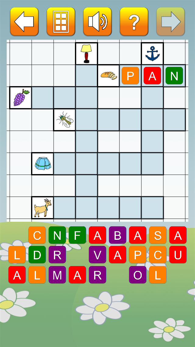 Android application Spanish Crosswords for Kids screenshort