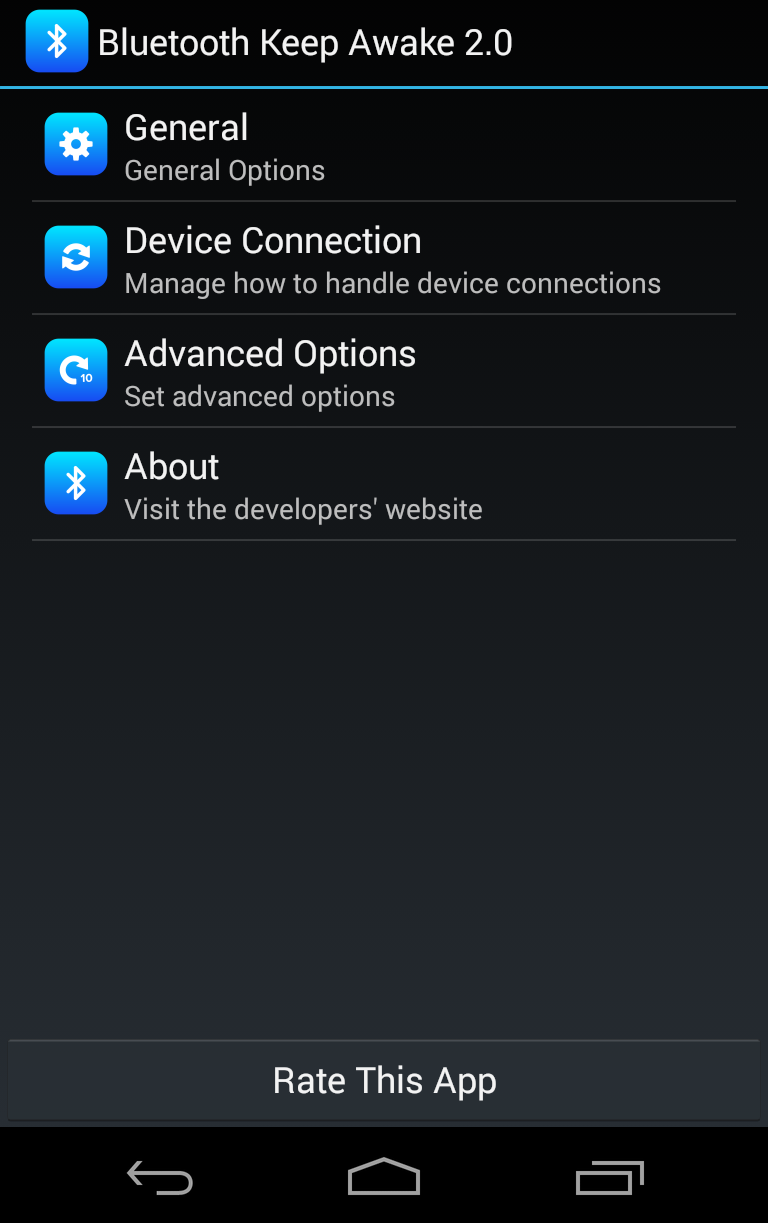 Android application Bluetooth Keep Awake screenshort