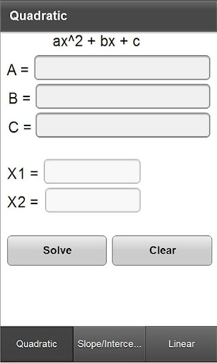 Quadratic Slope Intercepts