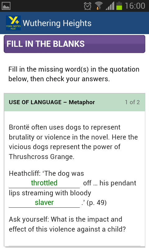 Android application Wuthering Heights AS &amp; A2 screenshort