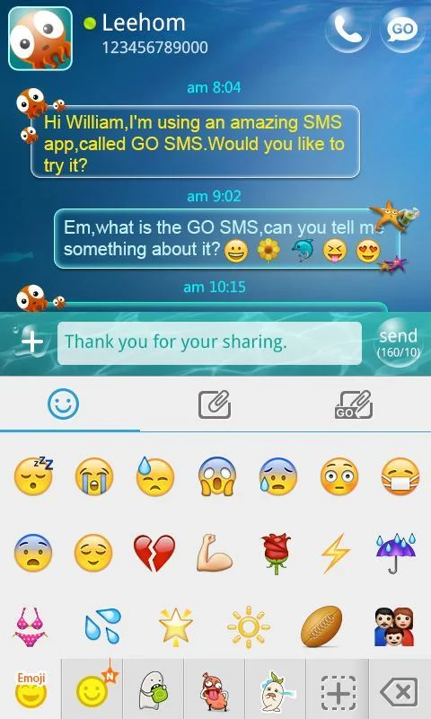 GO SMS Pro Emoji Plugin - screenshot