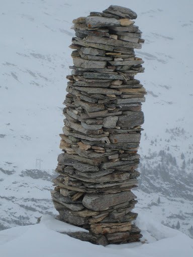 Stone Man on the Summit of Piz Titschal