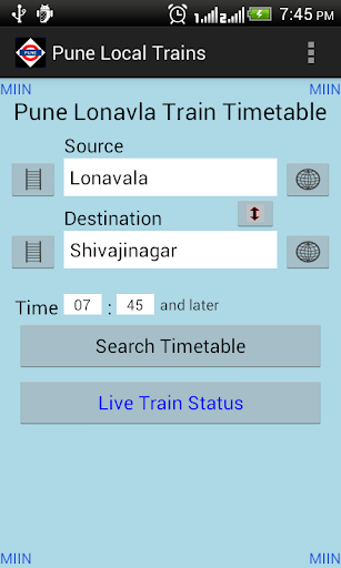 Pune Local Train Timetable