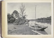 Gezicht op de oever van de Wampoe-rivier (?), Tandjong Poera, Langkat Sumatra