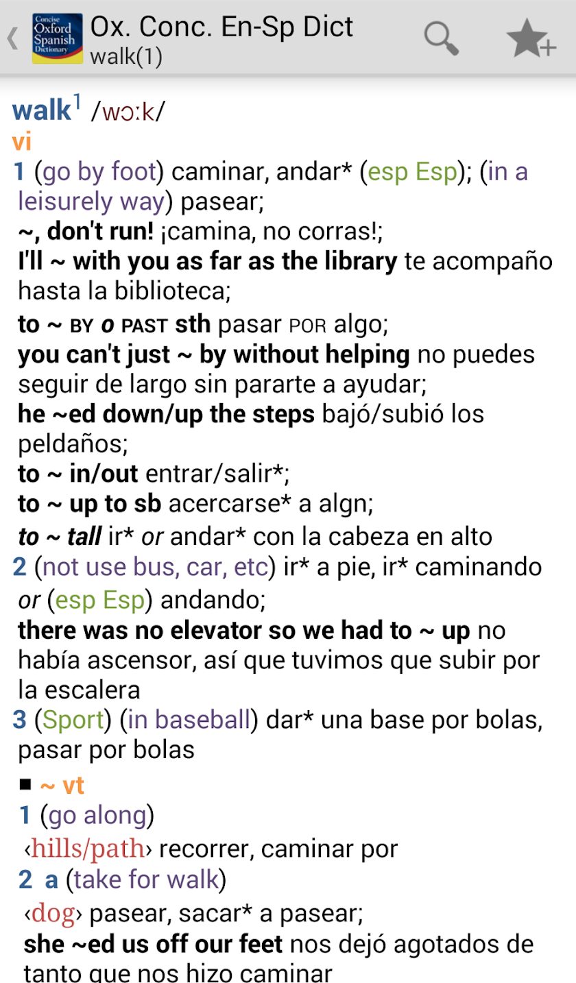 Concise Oxford Spanish Dict Screen 2