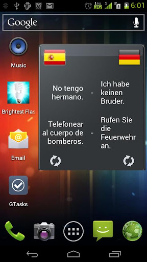 Learn German or Spanish widget