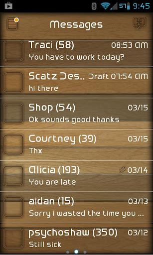 GO SMS PRO WOODGRAIN THEME