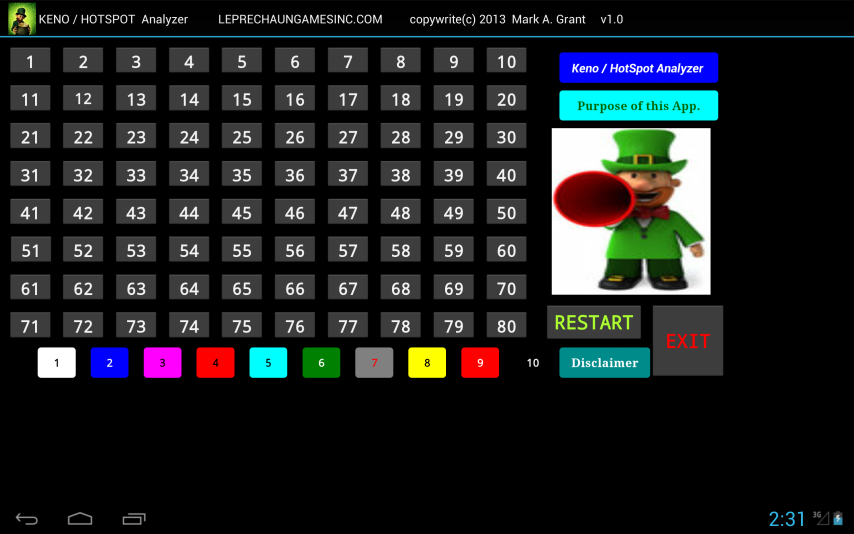 Android application KENO / HOTSPOT  #1 Analyzer screenshort