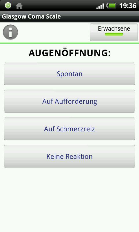 Android application Glasgow Coma Scale PRO screenshort