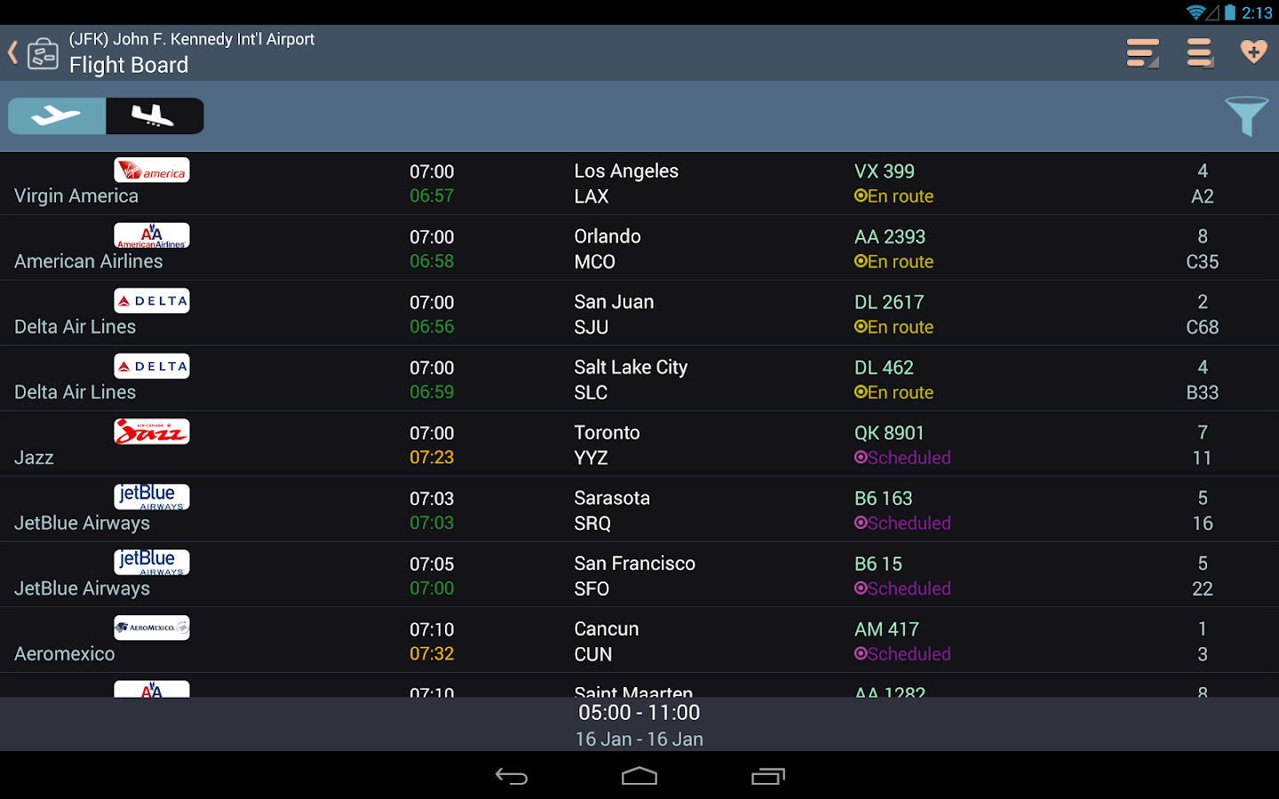 Where can you find flight arrival times?