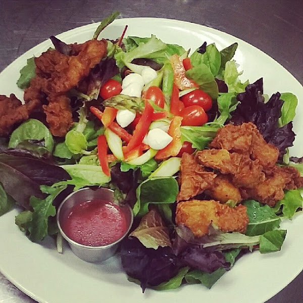 Salad special with Gluten Free Fried Chicken Strips.