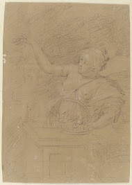 Halffiguur met uitgestrekte arm