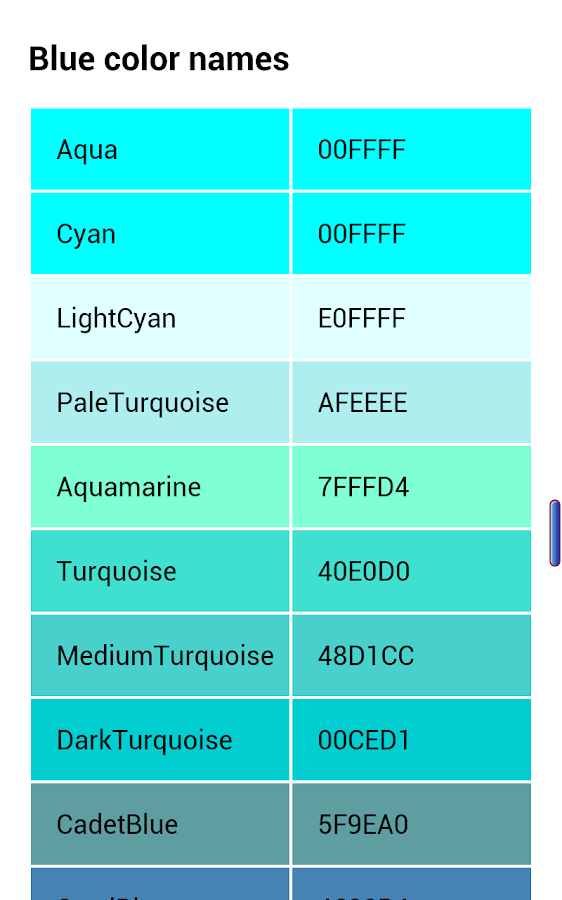 Names of RGB colors designer Android Apps on Google Play