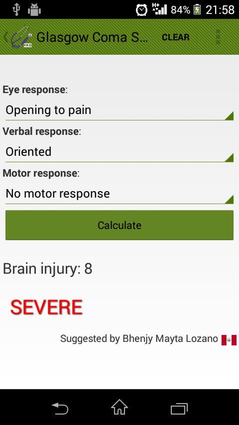 Medical Calculator Screen 3