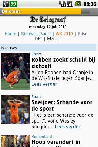 Android application De Krant screenshort
