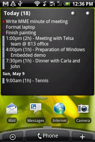 Android application Pure Calendar widget (agenda) screenshort