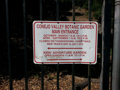 Conejo Valley Botanical Garden Hours Sign