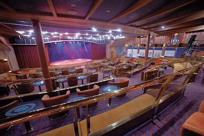 Every seat in Silver Cloud's Show Lounge has a clear view of the stage and movie screens.