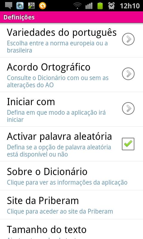 Dicionário Priberam Screen 2