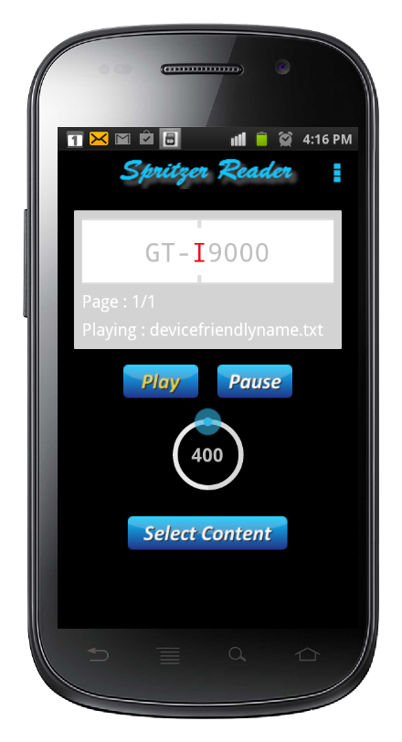 Speed Reader Spritzer Screen 2
