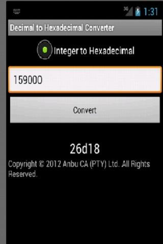 Super Decimal to Hexadecimal Screen 3