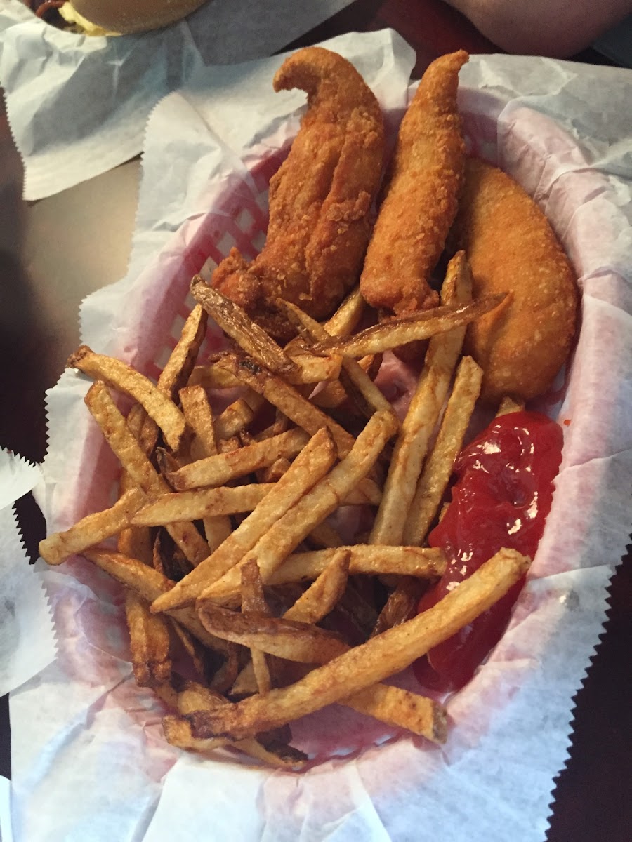 Gluten Free chicken tenders and fries