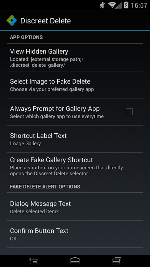 Android application Discreet Delete screenshort