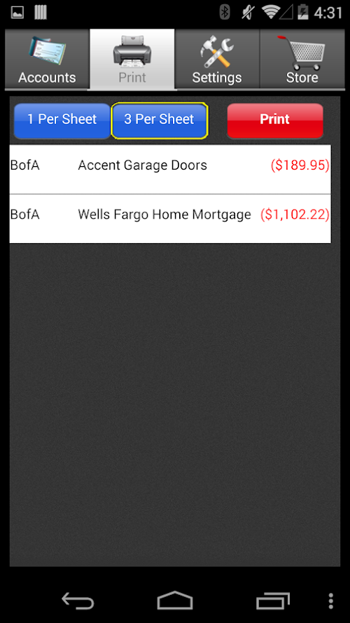 Android application Print Checks screenshort