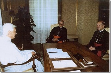 Pope Benedict XVI and Bishop Fellay at August 29, 2005