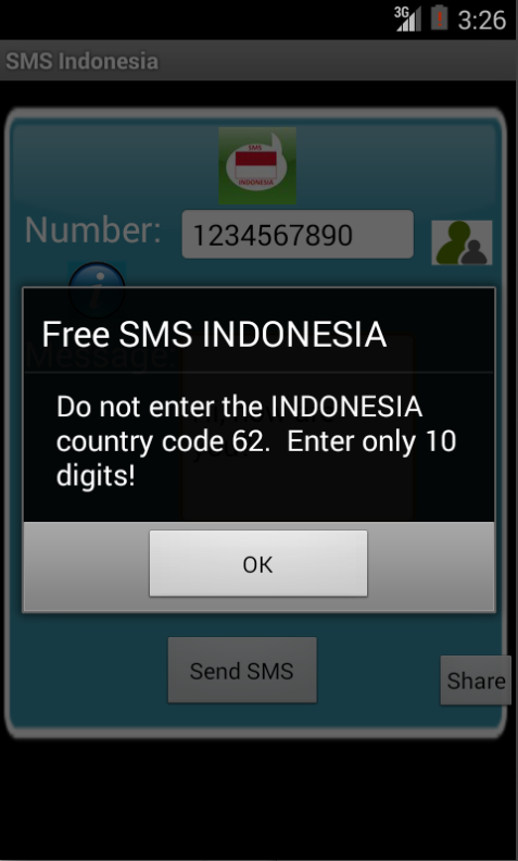 Free SMS Indonesia Screen 2