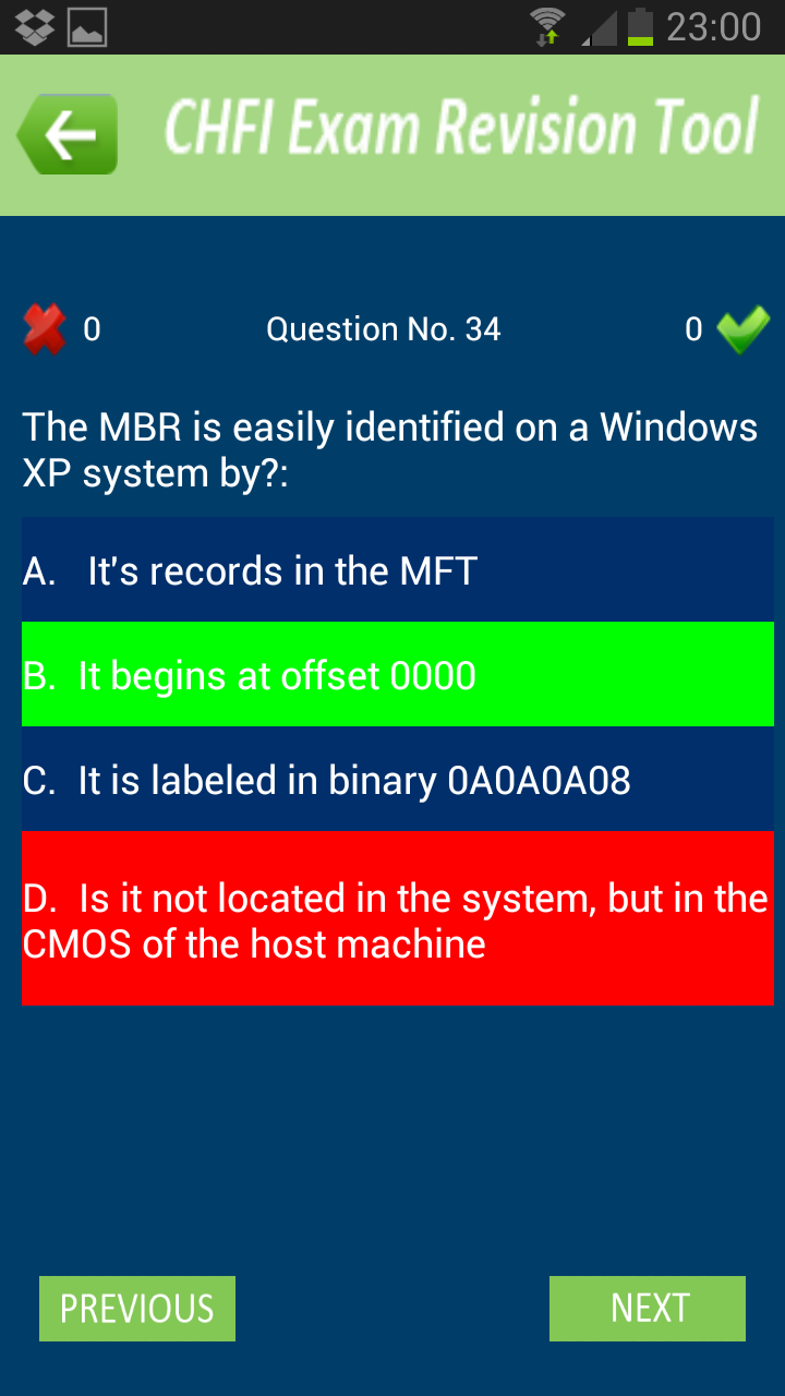 CHFI Exam Revision Tool Screen 2